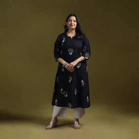 Bagru hand block print syahi begar cotton a-line kurta