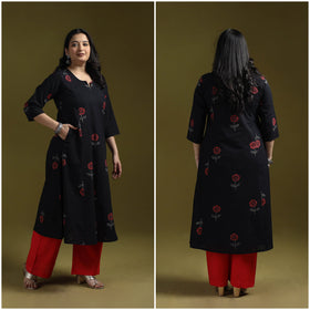 Bagru hand block print syahi begar cotton a-line kurta