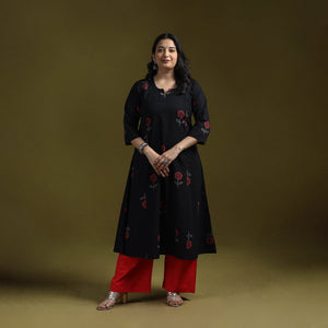 Bagru hand block print syahi begar cotton a-line kurta