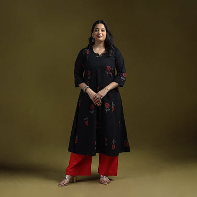 Bagru hand block print syahi begar cotton a-line kurta