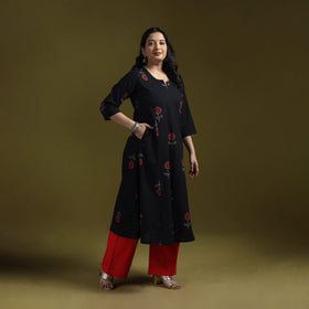 Bagru hand block print syahi begar cotton a-line kurta