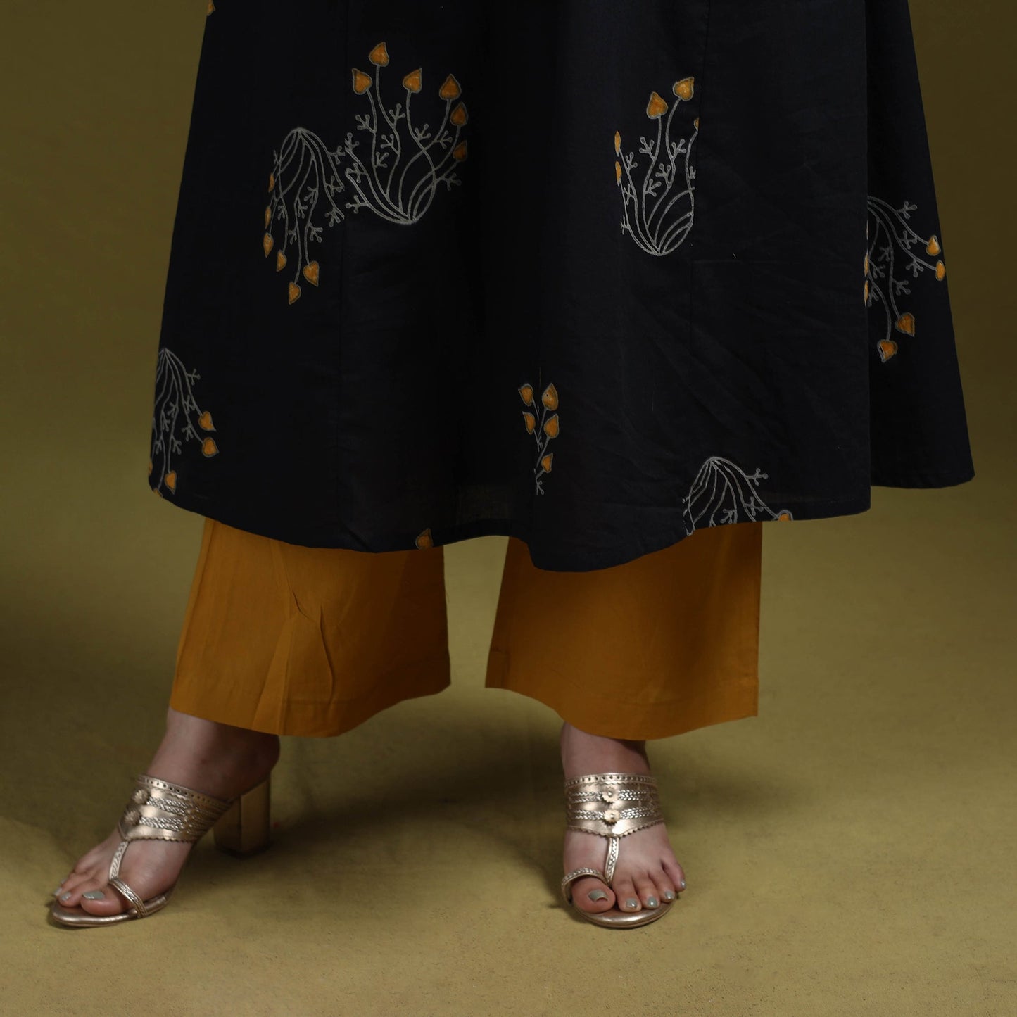 Bagru hand block print syahi begar cotton a-line kurta