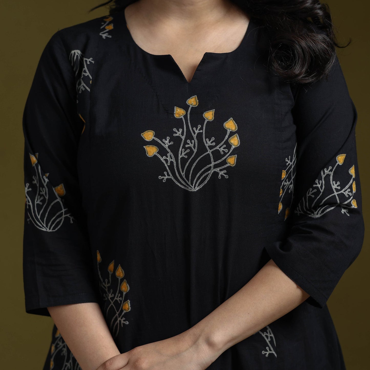 Bagru hand block print syahi begar cotton a-line kurta