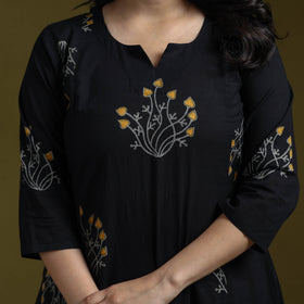 Bagru hand block print syahi begar cotton a-line kurta