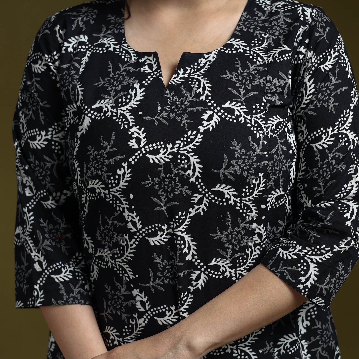 Bagru hand block print syahi begar cotton a-line kurta