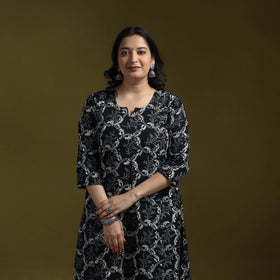 Bagru hand block print syahi begar cotton a-line kurta