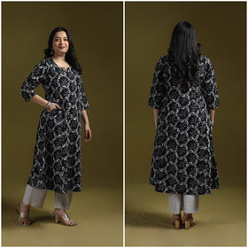 Bagru hand block print syahi begar cotton a-line kurta