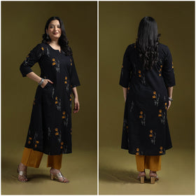 Bagru hand block print syahi begar cotton a-line kurta