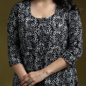 Bagru hand block print syahi begar embroidered cotton