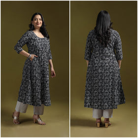 Bagru hand block print syahi begar embroidered cotton