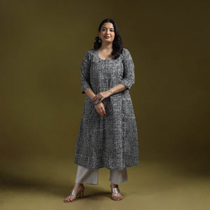 Bagru hand block print syahi begar embroidered cotton