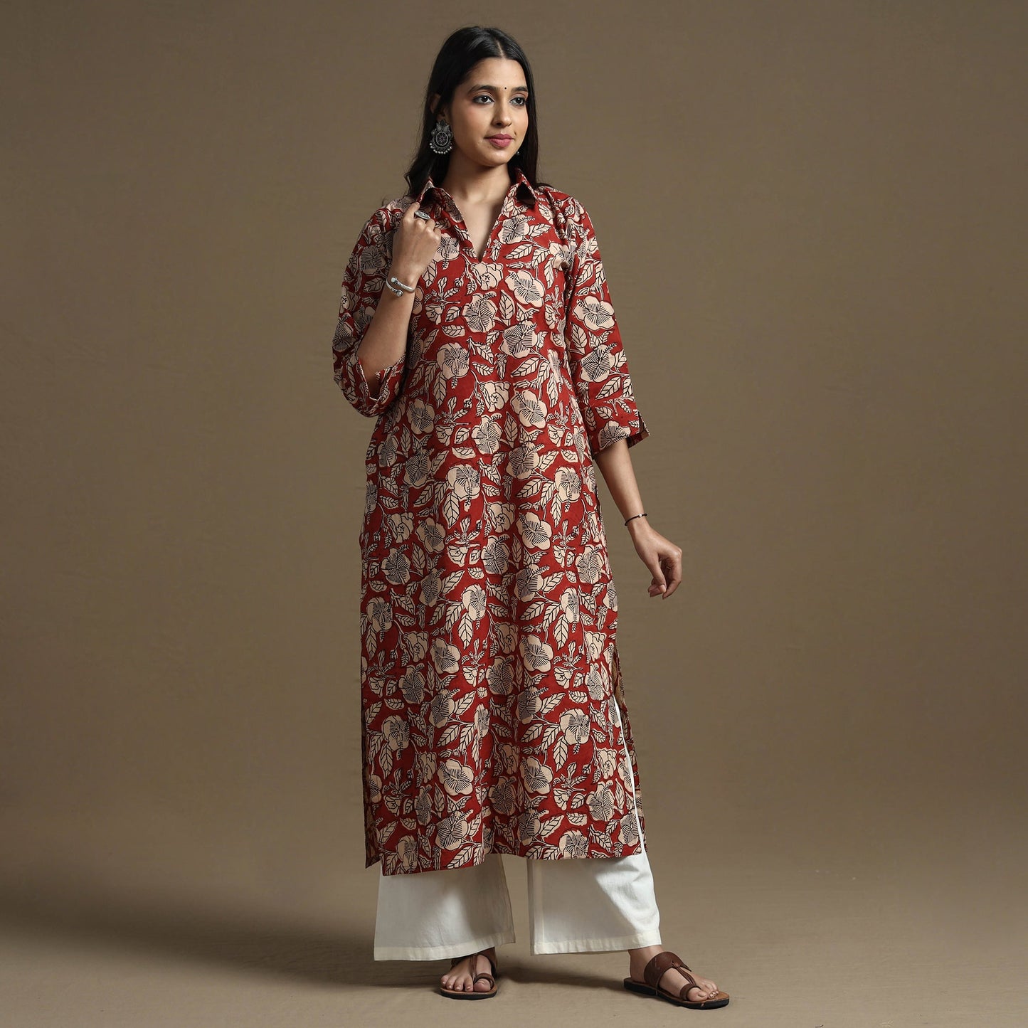 Buy Bagru Hand Block Printed Cotton Straight Kurta Online at iTokri.com