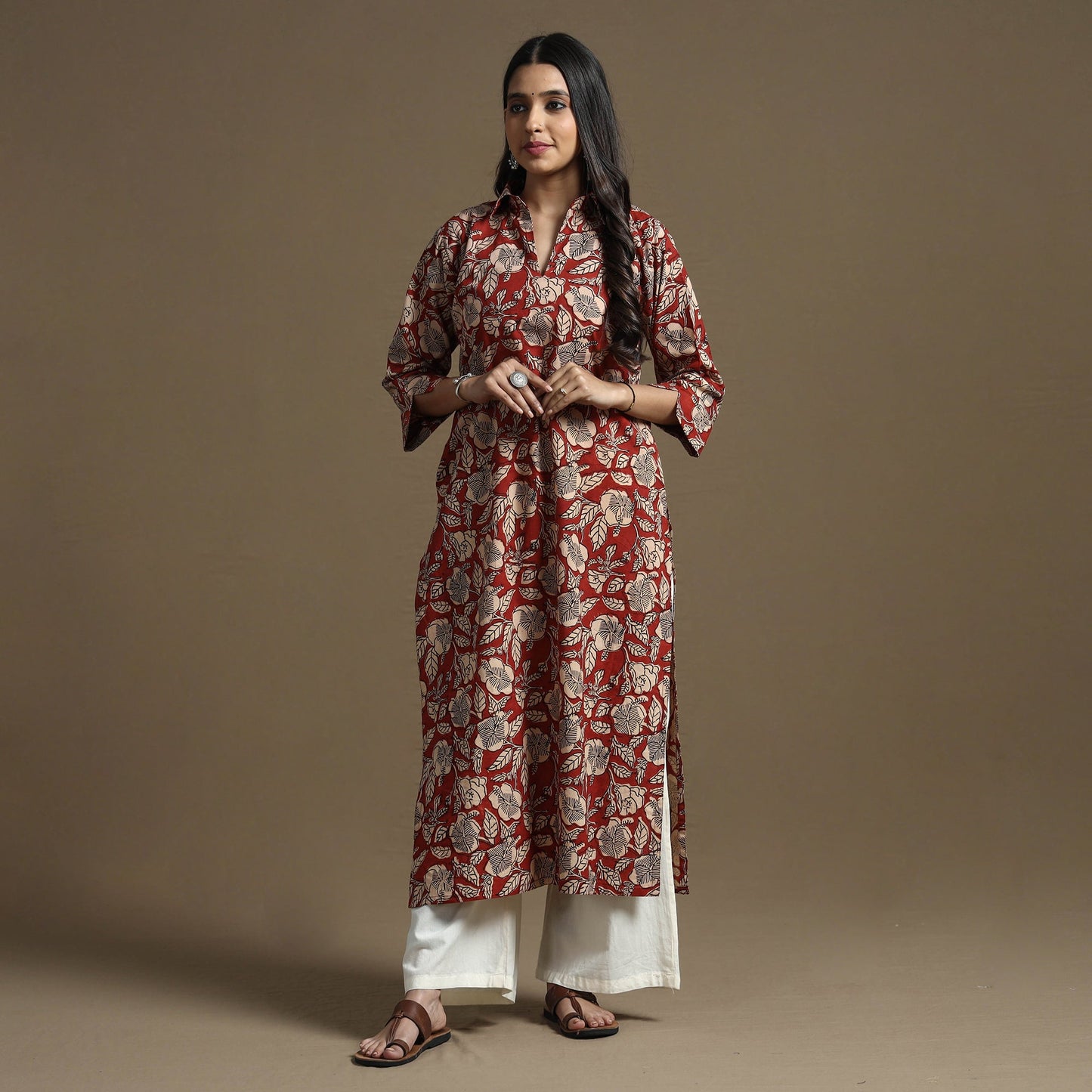 Buy Bagru Hand Block Printed Cotton Straight Kurta Online at iTokri.com