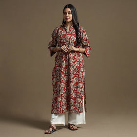 Buy Bagru Hand Block Printed Cotton Straight Kurta Online at iTokri.com