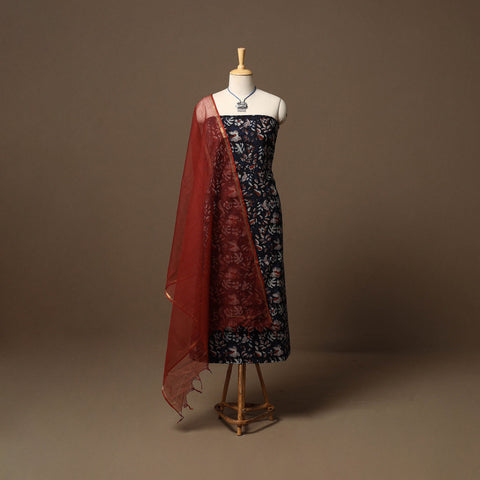 Bagru hand natural dyed cotton 2pc unstitched dress