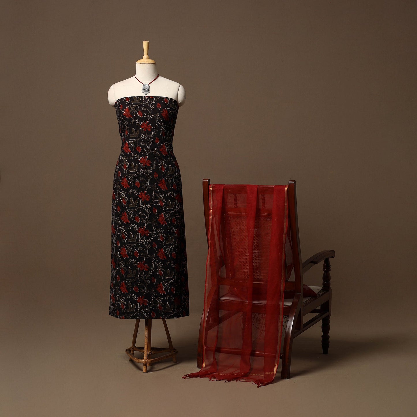 Bagru hand natural dyed cotton 2pc unstitched dress