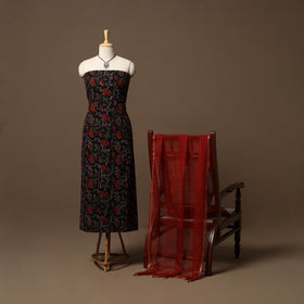 Bagru hand natural dyed cotton 2pc unstitched dress