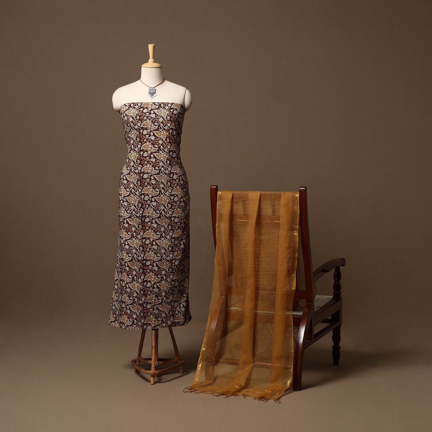 Bagru hand natural dyed cotton 2pc unstitched dress