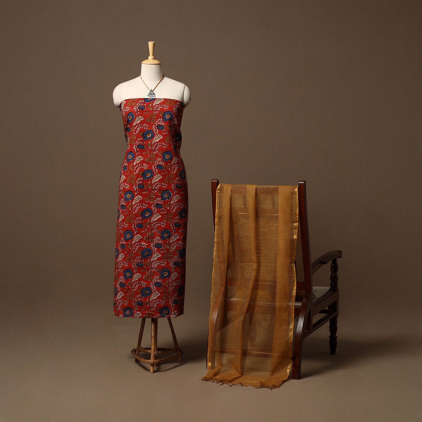 Bagru hand natural dyed cotton 2pc unstitched dress