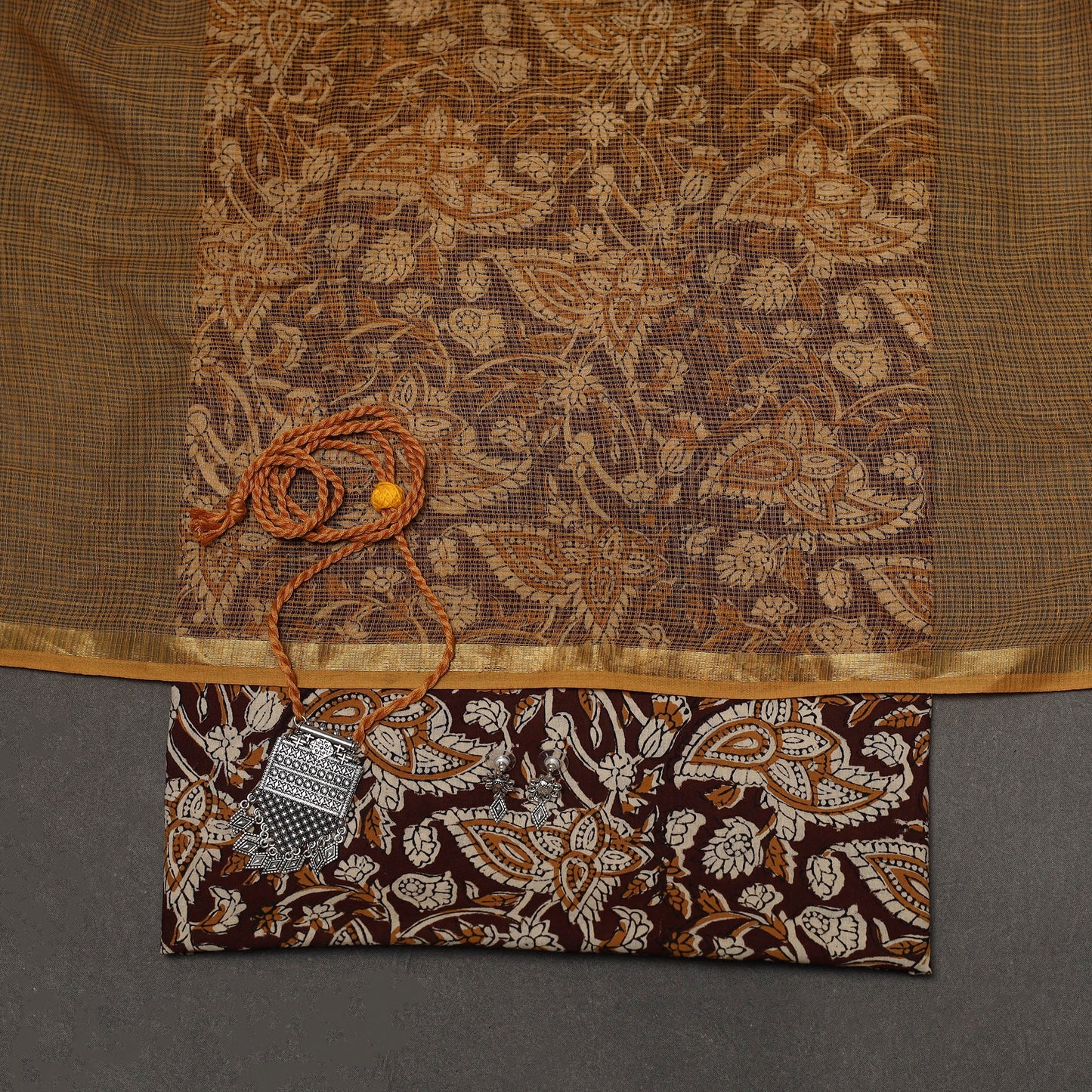 Bagru hand natural dyed cotton 2pc unstitched dress