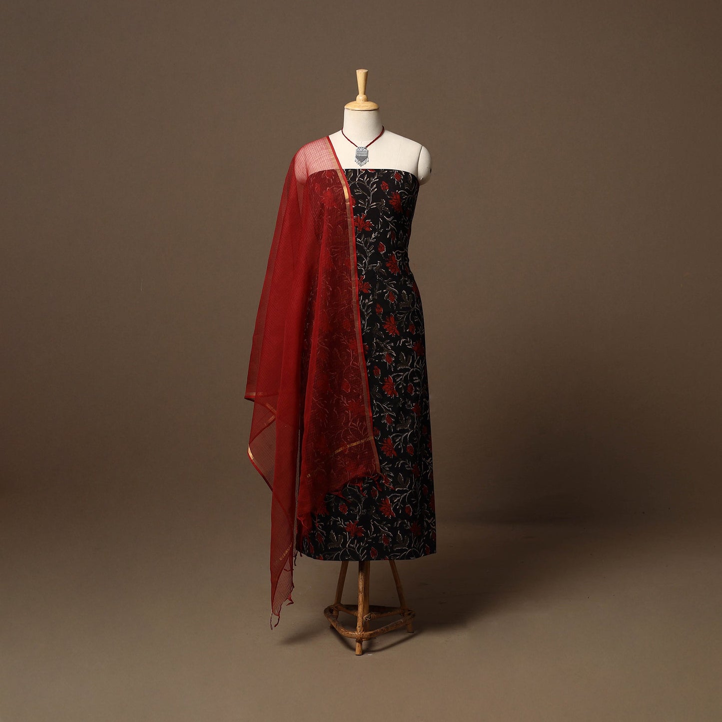 Bagru hand natural dyed cotton 2pc unstitched dress