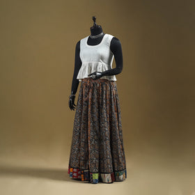 Bagru patchwork 24 kali cotton long skirt 34 - handcrafted