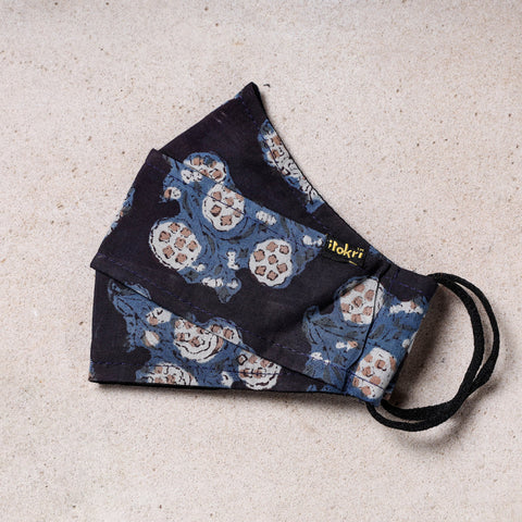  Bagru Block Printed Cotton 3 Layer Maska Snug Fit Face Cover 