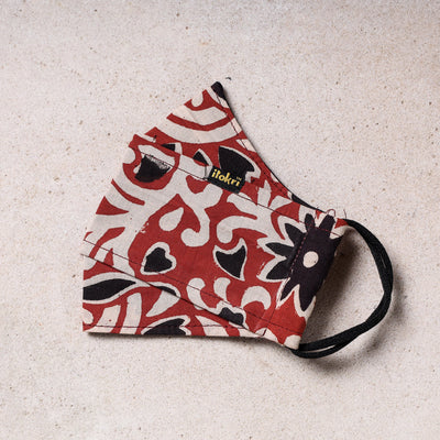  Bagru Block Printed Cotton 3 Layer Maska Snug Fit Face Cover 