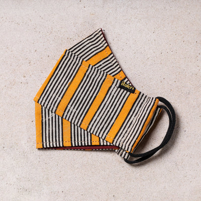  Bagru Block Printed Cotton 3 Layer Maska Snug Fit Face Cover 