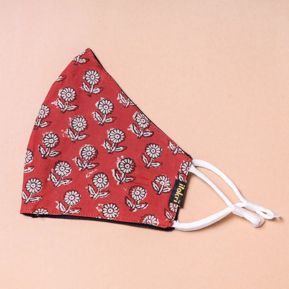  Bagru Block Printed Cotton 3 Layer Snug Fit Face Cover 