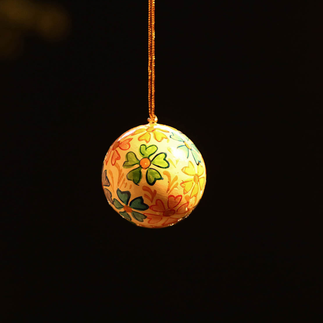 Ball - kashmir handpainted christmas decor ornament