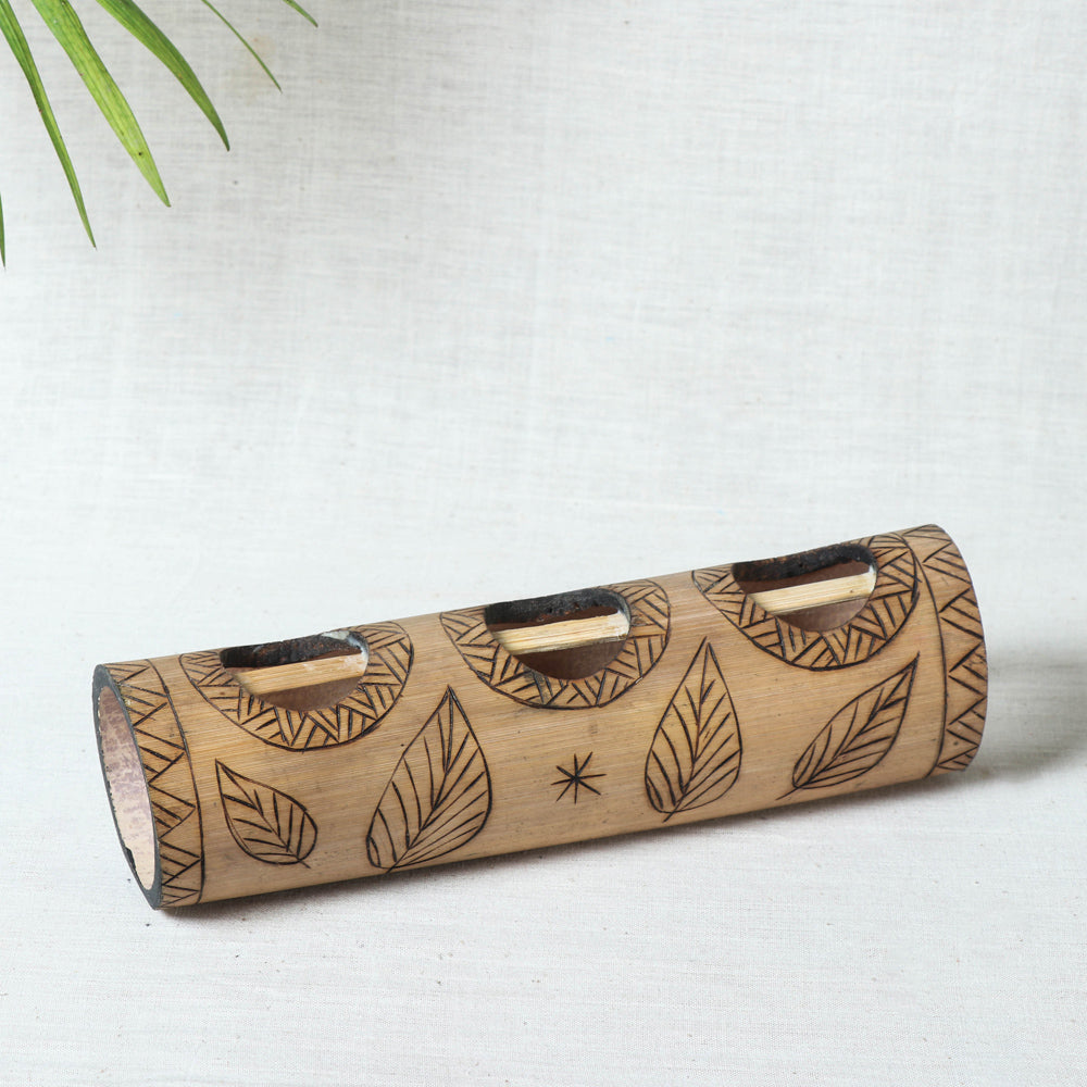  Bamboo Candle Holder - 3 Candle 