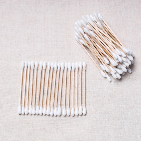  Bamboo Wood Cotton Earbuds 