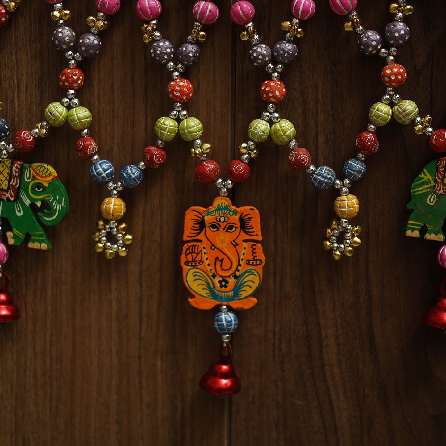 Banaras handpainted heavy wooden & terracotta toran 08