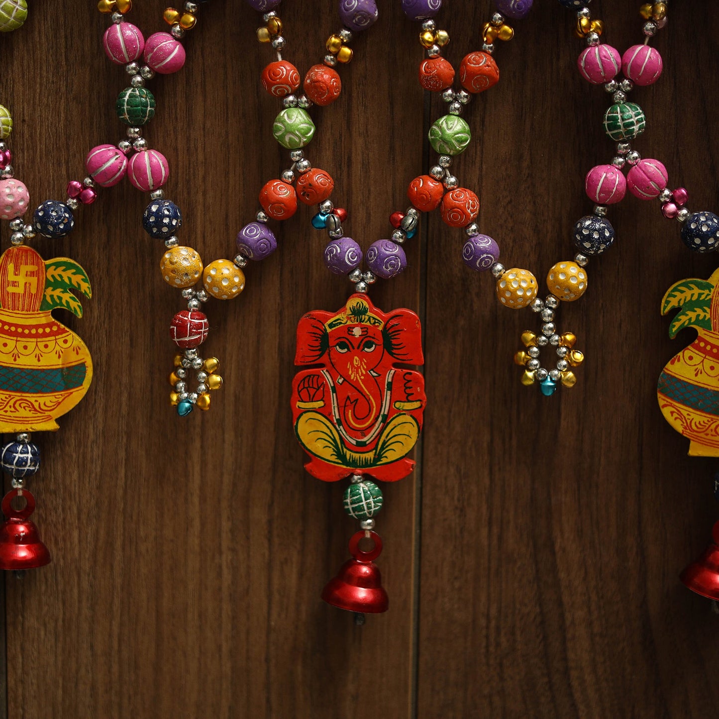 Banaras handpainted heavy wooden & terracotta toran 13