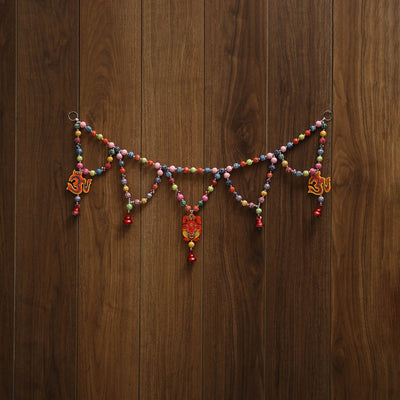 Banaras handpainted wooden & terracotta toran 02
