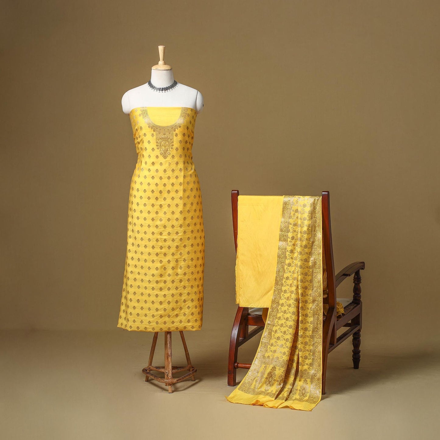 Banarasi silk zari work 3pc unstitched dress material 08