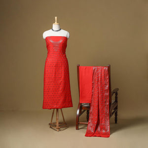 Banarasi silk zari work 3pc unstitched dress material 09