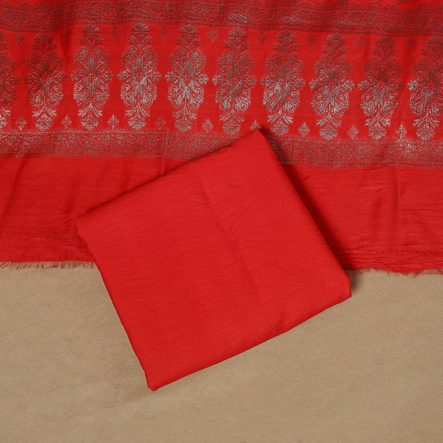 Banarasi silk zari work 3pc unstitched dress material 09