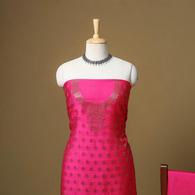 Banarasi silk zari work 3pc unstitched dress material 11