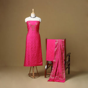 Banarasi silk zari work 3pc unstitched dress material 11