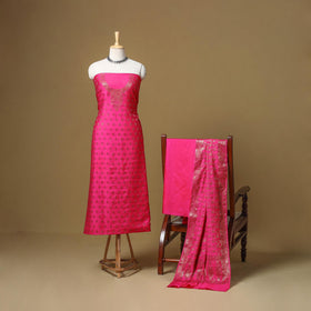 Banarasi silk zari work 3pc unstitched dress material 11