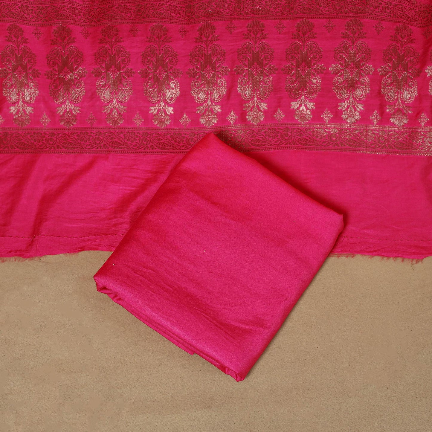 Banarasi silk zari work 3pc unstitched dress material 11