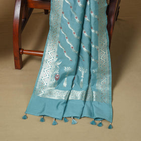 Banarasi silk zari work meena buti 3pc unstitched dress