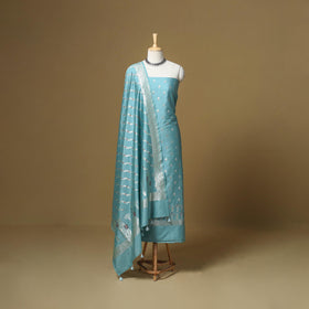 Banarasi silk zari work meena buti 3pc unstitched dress