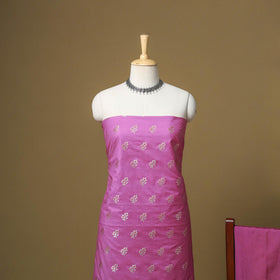 Banarasi silk zari work meena buti 3pc unstitched dress