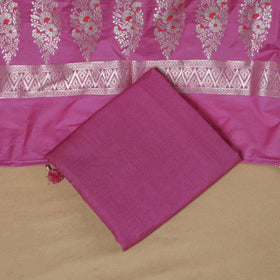 Banarasi silk zari work meena buti 3pc unstitched dress