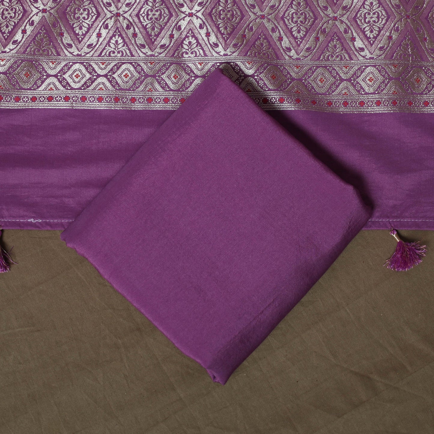 Banarasi weaving chiniya silk 3pc unstitched dress material