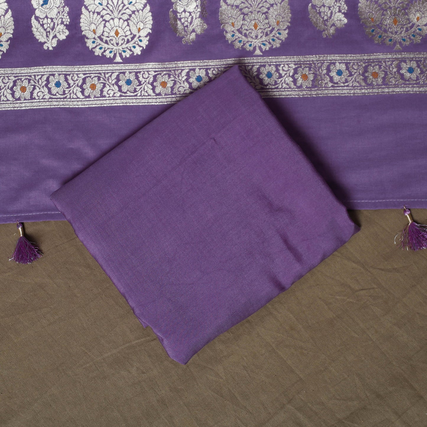 Banarasi weaving chiniya silk 3pc unstitched dress material
