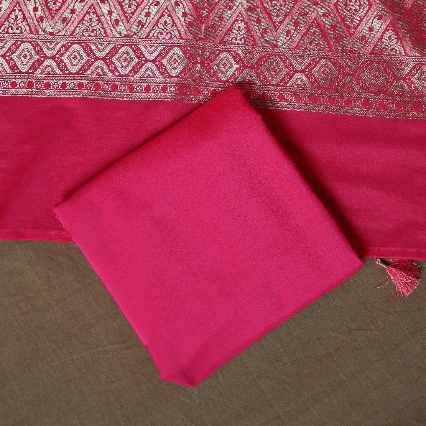 Banarasi weaving chiniya silk 3pc unstitched dress material